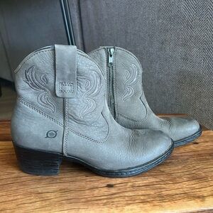 Born Gray Ankle Boots with Western Flair